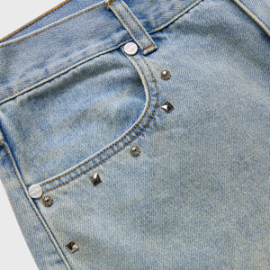 Studded Denim Shorts Blue