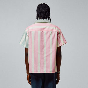 Paneled Corduroy Shirt Green and Pink