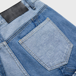 Patchwork Denim Short Blue