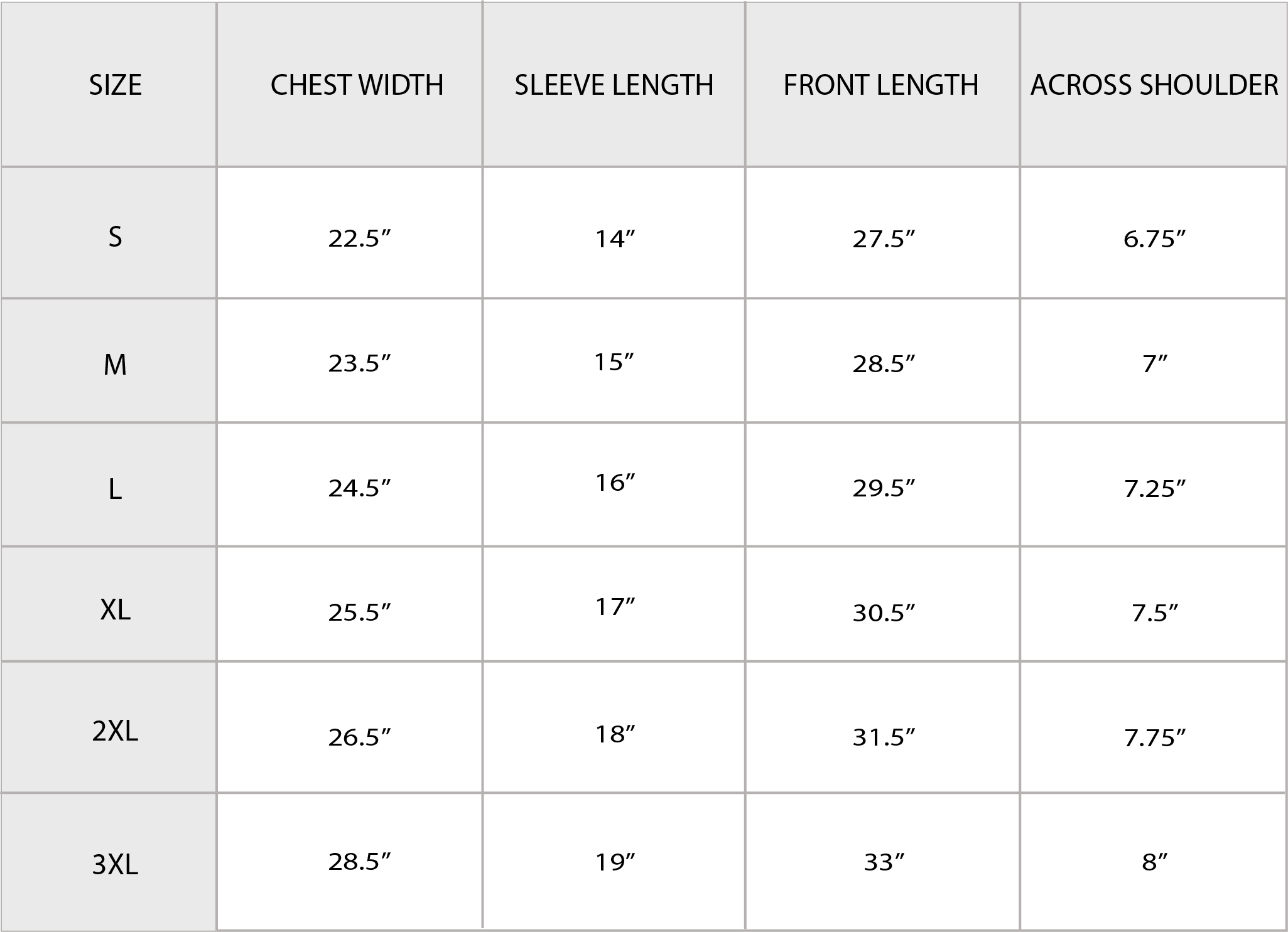 Size Chart