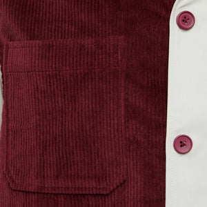 Paneled Corduroy Shirt Maroon