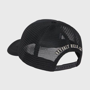 Homme Femme Basketball Trucker Hat Black and Cream