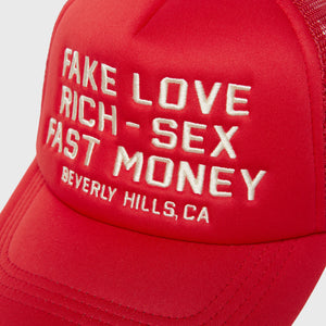 Fake Love Trucker Hat Red