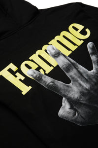 Twisted Fingers Hoodie Black with Orange and Yellow