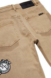 Patchwork Denim Pant Khaki