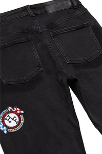 Patchwork Denim Pant Black