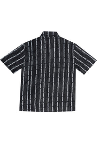 Striped Logo Button Down Black and White