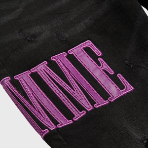 Letterman Denim Black With Purple Letters