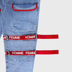 Strapped Cargo Denim Blue